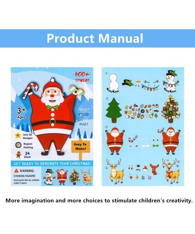 Make a Face Stickers Sheets 24 Sheets Make Your Own Reindeer Elf Snowman Mix and Match Stickers DIY Stickers for Kids Art Cra...