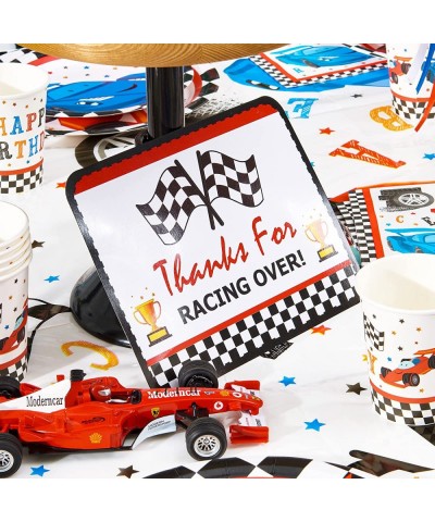 Checkered Racing Party Decorations - 10PCS Funny Race Car Signs for Boys Paper Road Route Traffic Directions Cutout Signs Par...