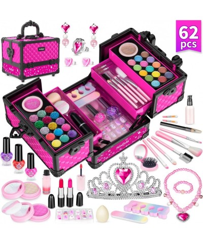 62 Pcs Kids Makeup Kit for Girl Washable Play Makeup Toys Set for Dress Up Pretend Beauty Vanity Set with Cosmetic Case Birth...