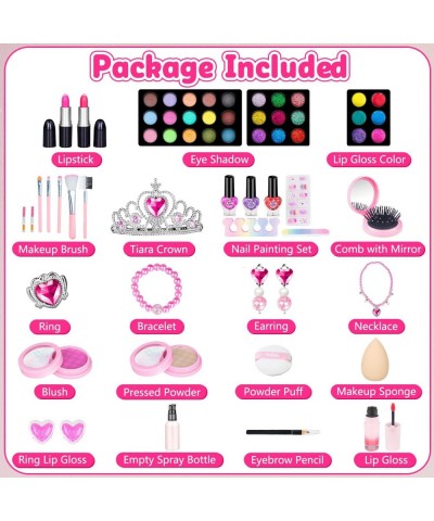 62 Pcs Kids Makeup Kit for Girl Washable Play Makeup Toys Set for Dress Up Pretend Beauty Vanity Set with Cosmetic Case Birth...