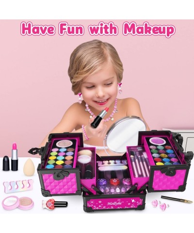 62 Pcs Kids Makeup Kit for Girl Washable Play Makeup Toys Set for Dress Up Pretend Beauty Vanity Set with Cosmetic Case Birth...