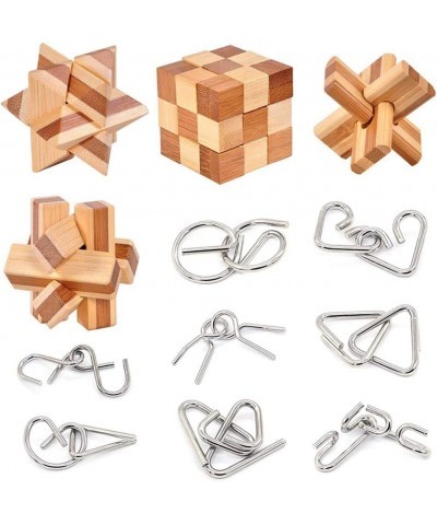 Bamboo 3D Puzzle Metal Brain Teasers Puzzles Mind Game Toys Set for Teens and Adults Pack of 12pcs $28.73 Brain Teaser Puzzles