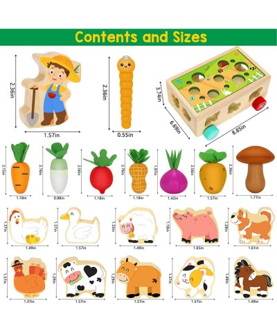 Toddlers Montessori Toys for 2 3 4 Year Old Baby Boys and Girls Educational Wooden Shape Sorting Toys with Vegetables & Farm ...