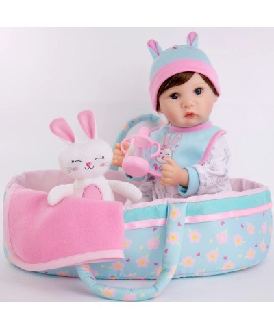 Reborn Baby Dolls Lifelike Newborn Girl Doll 18 inch Realistic Dolls with Bunny Theme Bassinet $83.97 Dolls