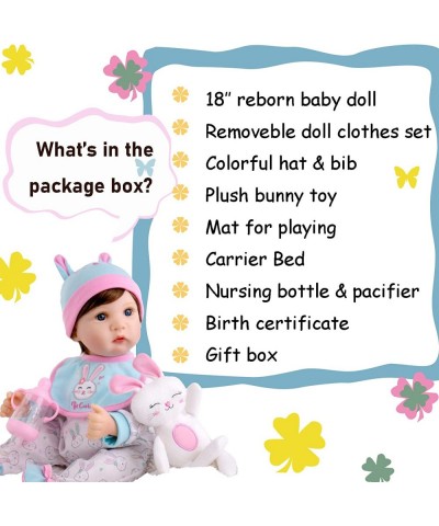 Reborn Baby Dolls Lifelike Newborn Girl Doll 18 inch Realistic Dolls with Bunny Theme Bassinet $83.97 Dolls