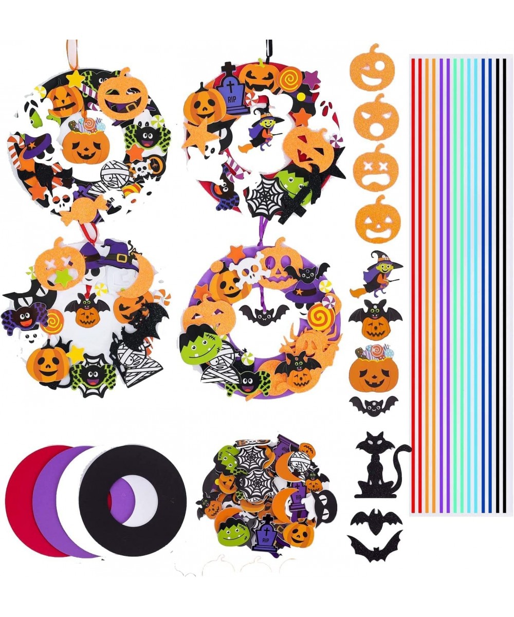 16 Sets DIY Halloween Foam Wreath Crafts Kits Decorations Pumpkins Jack-O`-Lantern Owl Ghost Witch Bats Monster Stickers for ...