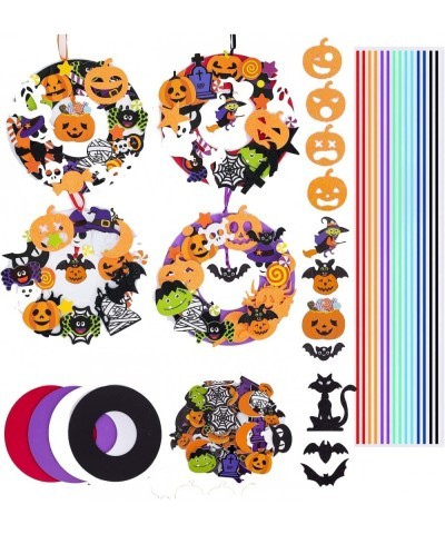 16 Sets DIY Halloween Foam Wreath Crafts Kits Decorations Pumpkins Jack-O`-Lantern Owl Ghost Witch Bats Monster Stickers for ...