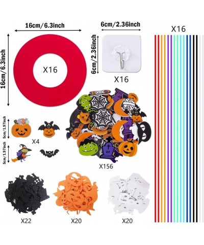 16 Sets DIY Halloween Foam Wreath Crafts Kits Decorations Pumpkins Jack-O`-Lantern Owl Ghost Witch Bats Monster Stickers for ...