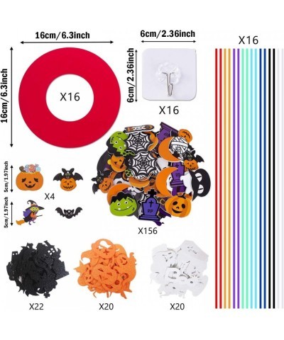 16 Sets DIY Halloween Foam Wreath Crafts Kits Decorations Pumpkins Jack-O`-Lantern Owl Ghost Witch Bats Monster Stickers for ...