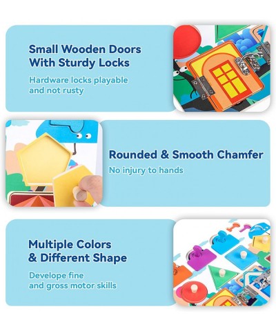 Montessori Busy Board Shape Sorter Educational Toy for Toddlers Wooden Latches Board Latch Sensory Puzzles Gifts for 1 2 3 4 ...