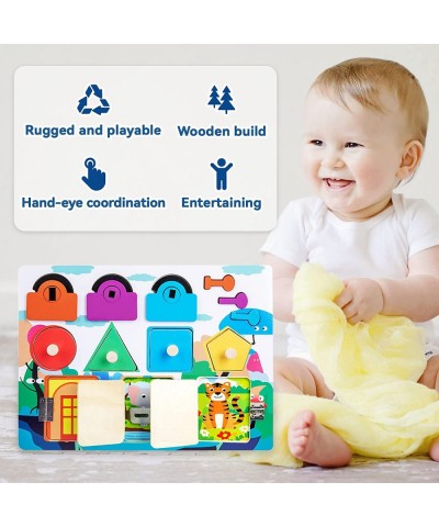 Montessori Busy Board Shape Sorter Educational Toy for Toddlers Wooden Latches Board Latch Sensory Puzzles Gifts for 1 2 3 4 ...