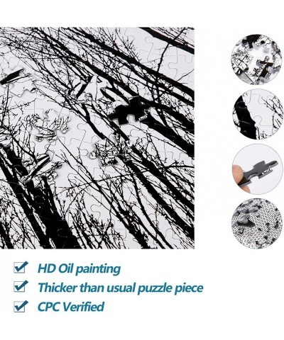 Puzzle-Forest in Black and White-1000 Pieces Creative Black and White Nature Scenery Hard Puzzle Blue Board Jigsaw Puzzle $33...