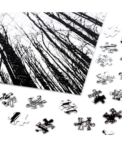 Puzzle-Forest in Black and White-1000 Pieces Creative Black and White Nature Scenery Hard Puzzle Blue Board Jigsaw Puzzle $33...