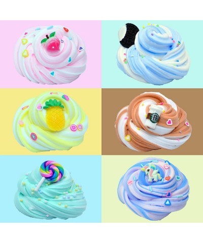 6pack Butter Slime Kit- Blue Oreo Yellow Pineapple Pink Peach Lollipop Candy Slime with Dual Colors Super Soft and Non-Sticky...