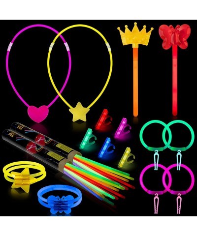 80Pcs Glow Sticks Rock Star Party Favors Shiny Necklaces Bracelets Rings Fairy Light Sticks Bulk Party Supplies for 80's 90's...