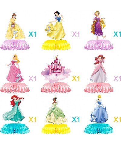 9 Pieces Princess Theme Party Table Decorations 3D Colorful Cartoon Princess Honeycomb Centerpieces Kids' Birthday Party Supp...