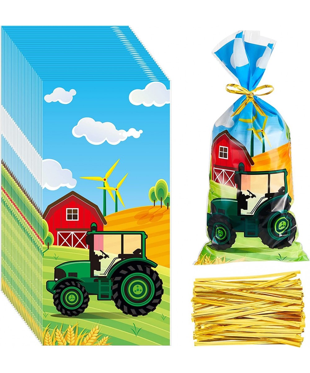 100 Pcs Tractor Party Cellophane Farm Tractor Party Favors Tractor Party Supplies for Birthday Gift Wrapping Baby Shower Trac...