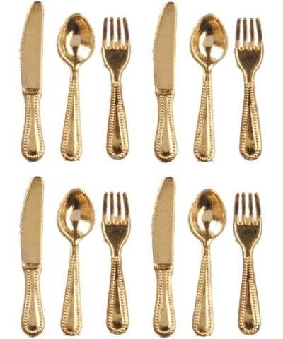 Melody Jane Dollhouse Gold Cutlery Set 4 Place Settings Dining Room Tableware Miniature $16.32 Dollhouse Accessories