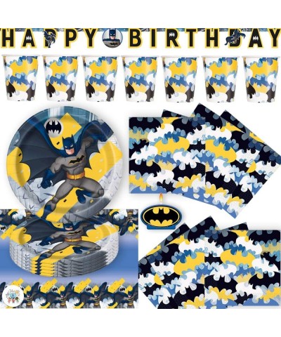 Batman Birthday Party Supplies Pack For 16 Guests With Batman Plates Cups Napkins Table Cover Birthday Banner Candle and an E...