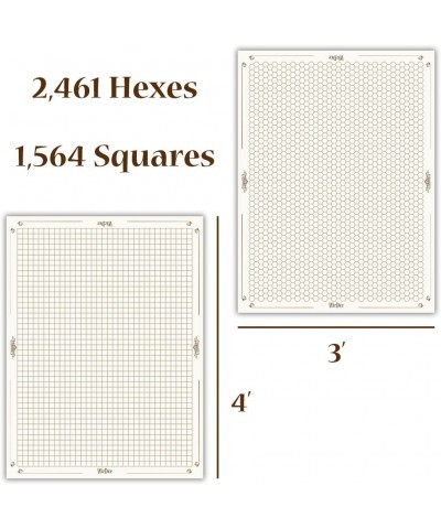 48" x 36" Reversible Vinyl Gaming Mat | Role Playing Games Grand Campaigner | 1” Squares & Hexes for Tabletop RPG Gaming Mini...