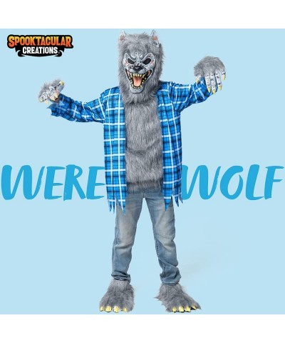 Blue Werewolf Halloween Kids Costume with Mask Gloves and Shoes-M $48.75 Kids' Costumes