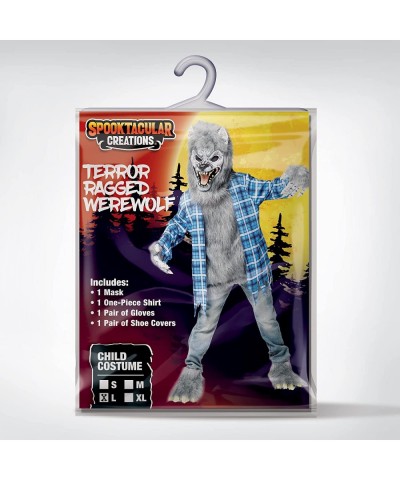 Blue Werewolf Halloween Kids Costume with Mask Gloves and Shoes-M $48.75 Kids' Costumes