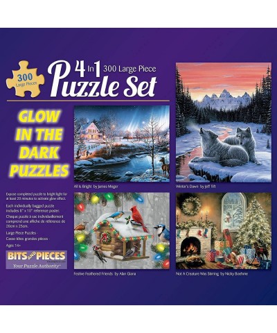 – 4-in-1 Multi-Pack 300 Piece Glow in The Dark Jigsaw Puzzles for Adults - Puzzles Measure 46cm x 61cm - 300 pc Jigsaws by Al...