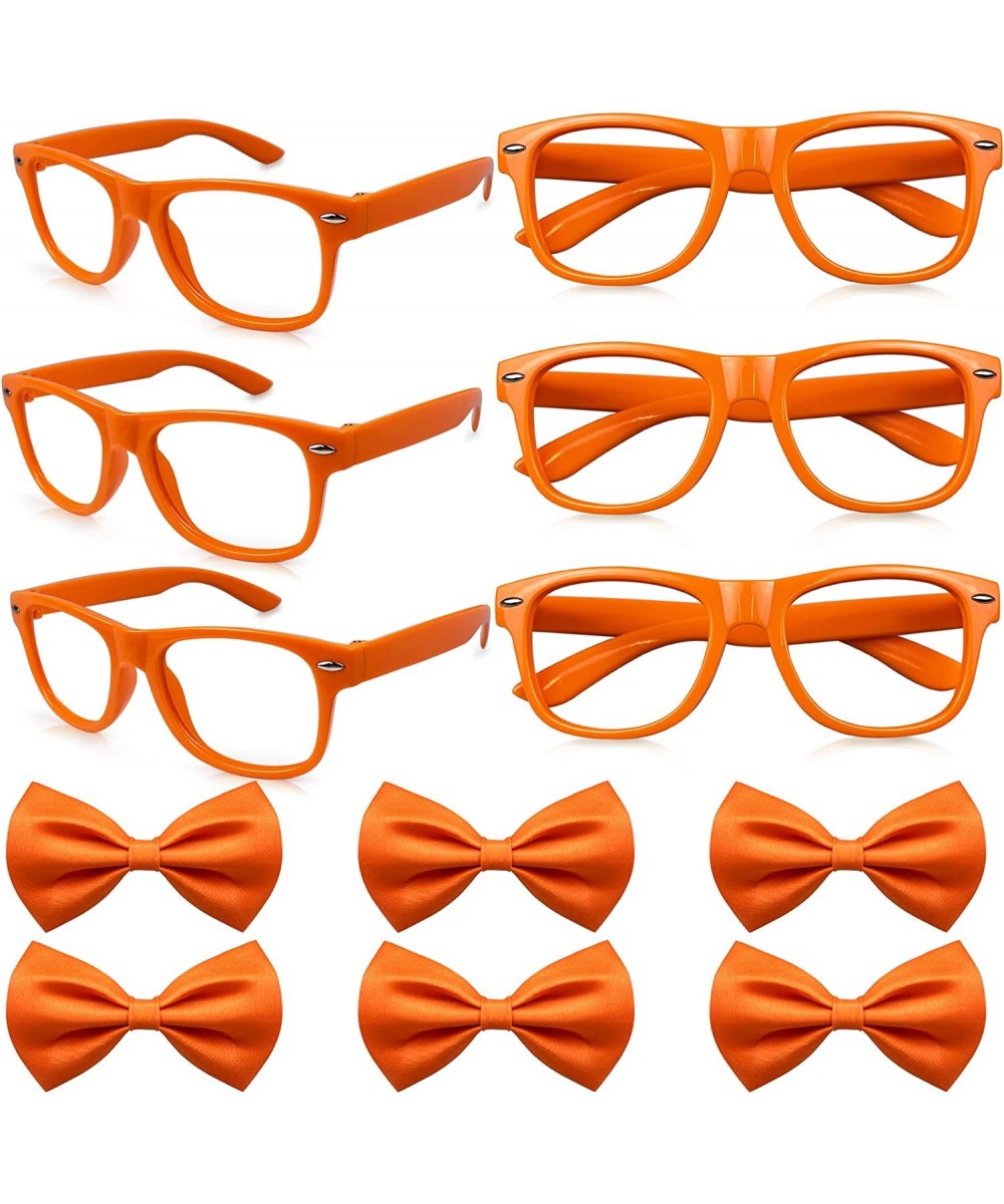 12 PCS Decoration Supplies 6 PCS Orange Kids NO Lens Ultralight Costume Glasses 6 PCS Orange Bow Ties Boys Girls Party Favors...