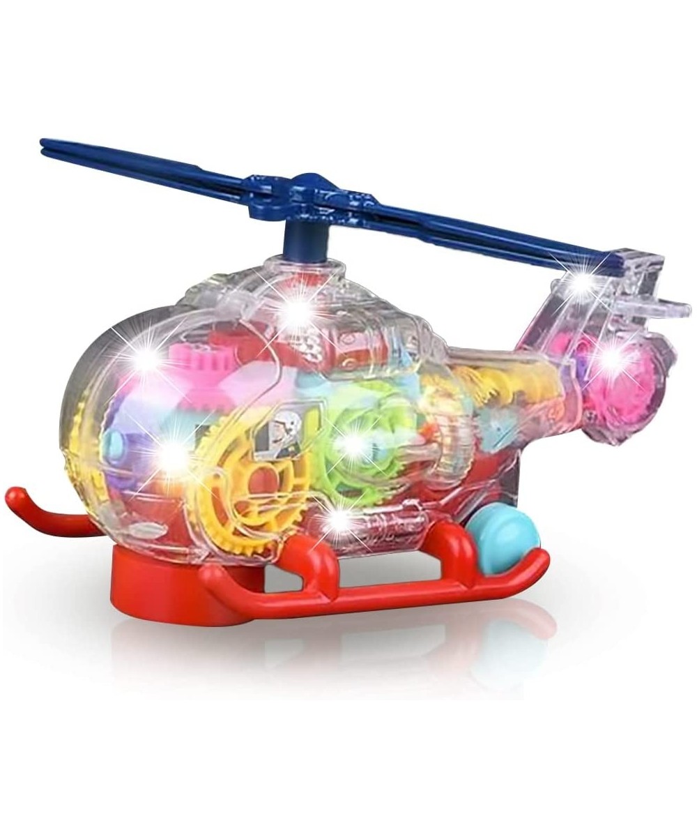 Light Up Transparent Toy Helicopter for Kids 1PC Bump and Go Toy Car with Colorful Moving Gears Music and LED Effects Fun Edu...