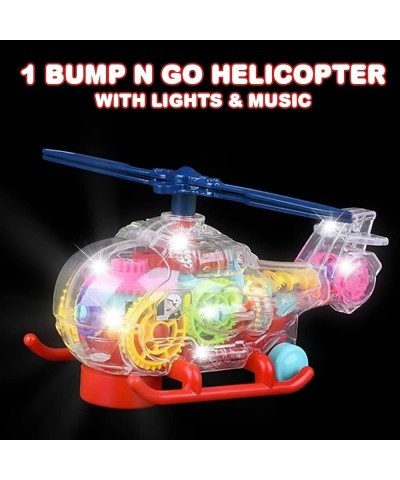 Light Up Transparent Toy Helicopter for Kids 1PC Bump and Go Toy Car with Colorful Moving Gears Music and LED Effects Fun Edu...