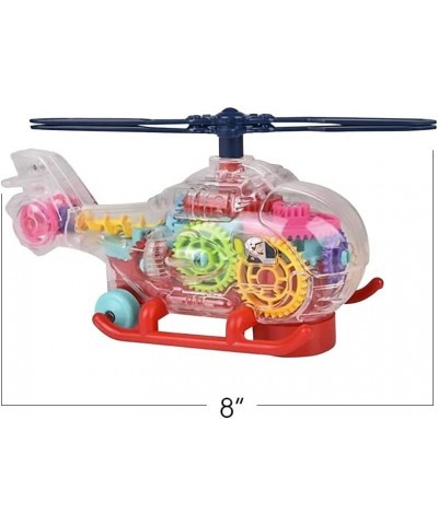 Light Up Transparent Toy Helicopter for Kids 1PC Bump and Go Toy Car with Colorful Moving Gears Music and LED Effects Fun Edu...