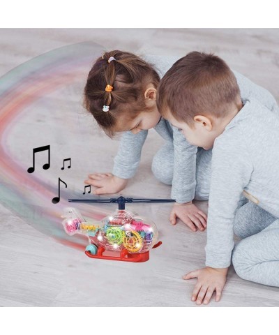 Light Up Transparent Toy Helicopter for Kids 1PC Bump and Go Toy Car with Colorful Moving Gears Music and LED Effects Fun Edu...