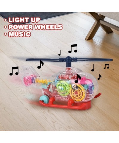 Light Up Transparent Toy Helicopter for Kids 1PC Bump and Go Toy Car with Colorful Moving Gears Music and LED Effects Fun Edu...