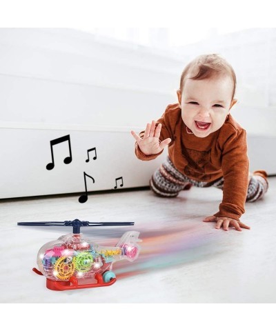 Light Up Transparent Toy Helicopter for Kids 1PC Bump and Go Toy Car with Colorful Moving Gears Music and LED Effects Fun Edu...