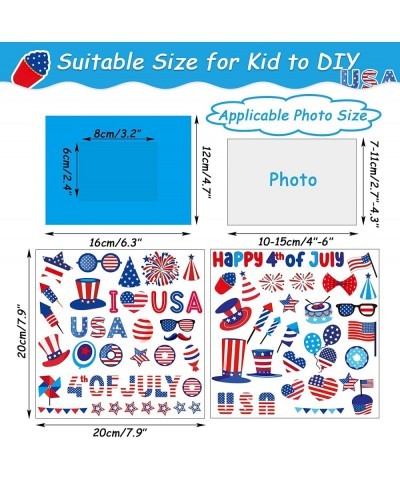 30 Packs 4th of July Picture Frame Craft Patriotic Craft for Kids with Star USA Flag Art Stickers Home Classroom Day-Care Kin...