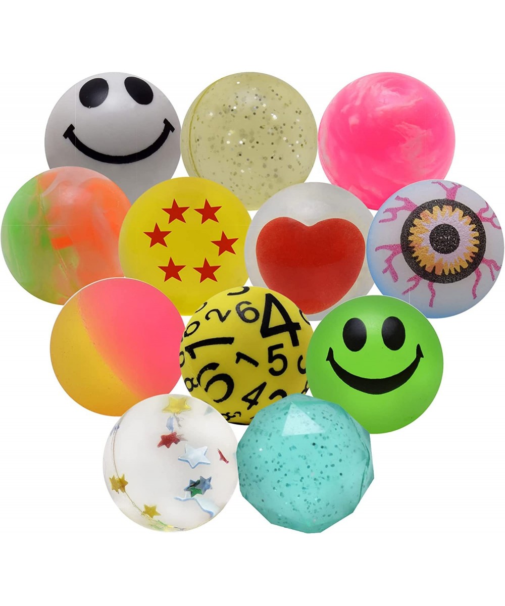 Bouncy Balls for Kids (25mm) - Pack of 12 Assorted High Bounce Rubber Balls with Zipper Pouch - Ideal for Birthday Party Favo...