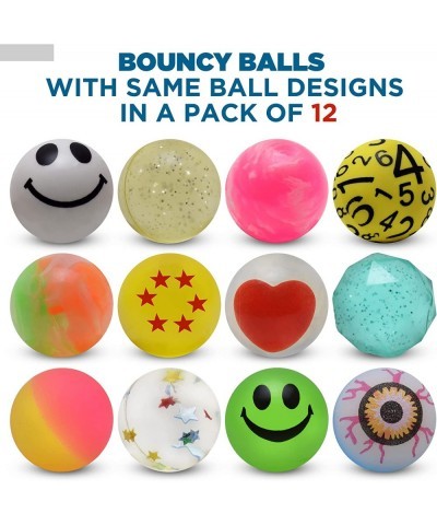 Bouncy Balls for Kids (25mm) - Pack of 12 Assorted High Bounce Rubber Balls with Zipper Pouch - Ideal for Birthday Party Favo...