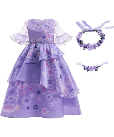 Kids Mirabel Isabella Encanto Costume Luisa Dress Girls Cosplay Outfit Dolores Princess Dress for Party Halloween Etc $56.63 ...