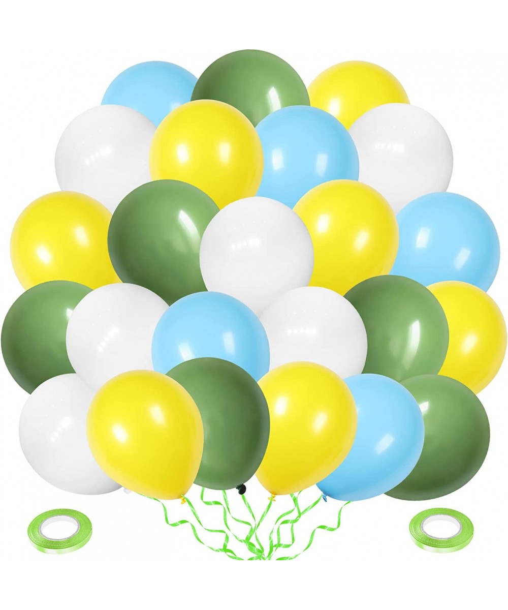 Blue Yellow Green White Balloons 60 Pack 12 Inch Olive Green Balloons Baby Blue Party Balloons Matte Yellow White Latex Ballo...