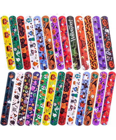 Halloween Party Favors Halloween Slap Bracelets For Kids Set 54Pcs Snap Bracelet Bulk With Print And Zipper Bracelets Silicon...