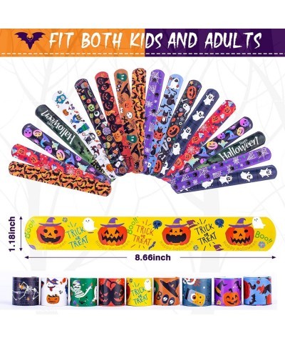 Halloween Party Favors Halloween Slap Bracelets For Kids Set 54Pcs Snap Bracelet Bulk With Print And Zipper Bracelets Silicon...