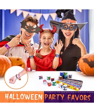 Halloween Party Favors Halloween Slap Bracelets For Kids Set 54Pcs Snap Bracelet Bulk With Print And Zipper Bracelets Silicon...