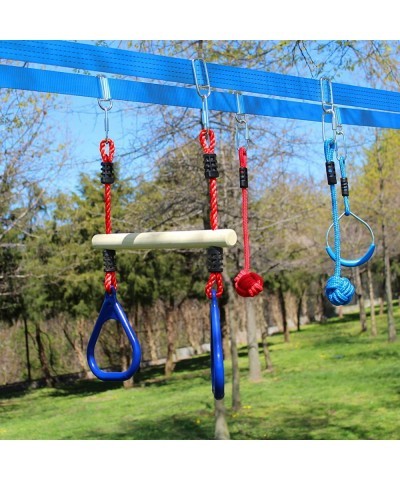 Trapeze Swing Bar with Gymnastic Rings - Ninja Warrior Accessories for Ninja Slackline Obstacle Course - Monkey Bars for Kids...