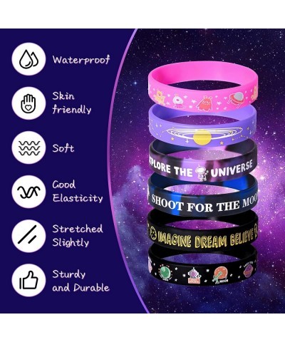 30Pcs Outer Space Silicone Wristbands Rubber Bracelets Galaxy Party Favors Solar System Universe Astronaut Planets Toys for K...