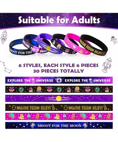 30Pcs Outer Space Silicone Wristbands Rubber Bracelets Galaxy Party Favors Solar System Universe Astronaut Planets Toys for K...