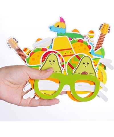 16Pcs Cinco De Mayo Paper Eyeglasses Mexican Themed Paper Eyewear Taco Guitar Sombrero Llama Avocado Photo Props for Fiesta B...