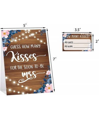 How Many Kisses Game Sign and Cards Decorations Party Favors For Bridal Showers Weddings Engagements ?1 Sign 50 Cards per Pac...