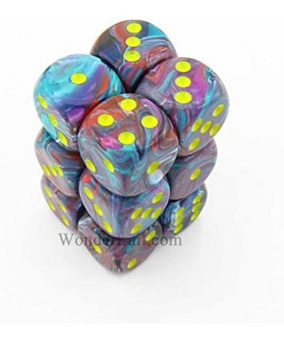 Dice d6 Sets: Festive Mosaic / Yellow - 16mm Six Sided Die (12) Block of Dice $22.51 Game Accessories