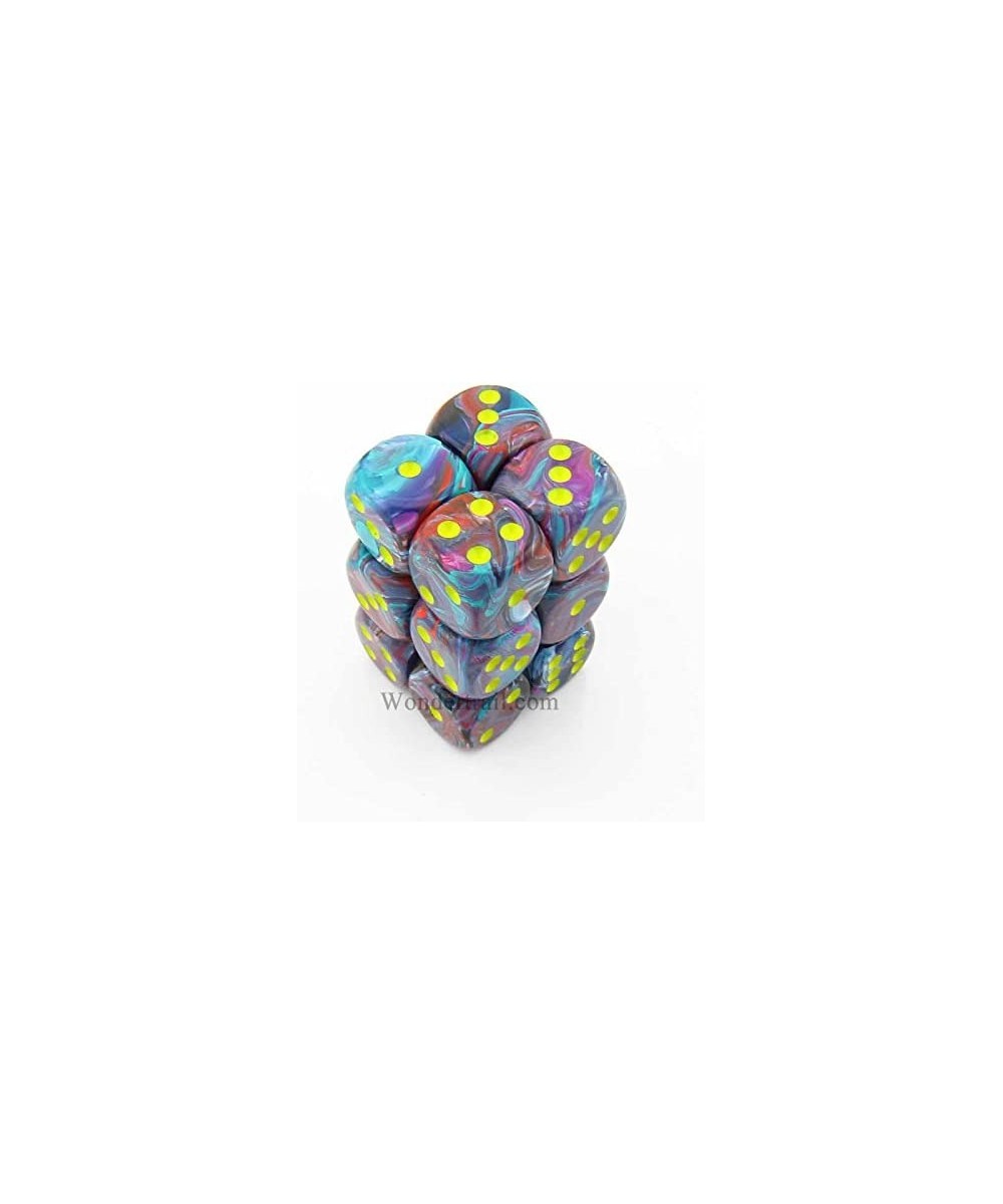 Dice d6 Sets: Festive Mosaic / Yellow - 16mm Six Sided Die (12) Block of Dice $22.51 Game Accessories