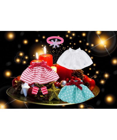 3 Pcs Santa Clothing Dress for elf Doll (White Skirt + Green Polka Dot Skirt + Red-White Striped Skirt) $16.68 Doll Accessories